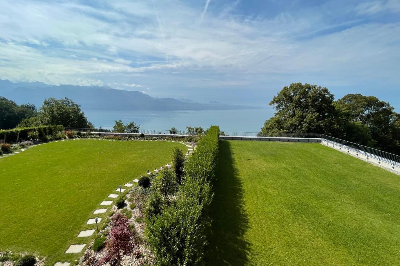 Les Terrasses De Lavaux 1 - Appartement De Luxe Avec Vue Panoramique Et Piscine Puidoux Buitenkant foto
