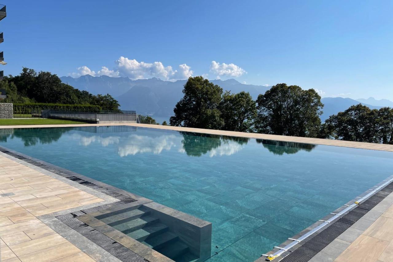 Les Terrasses De Lavaux 1 - Appartement De Luxe Avec Vue Panoramique Et Piscine Puidoux Buitenkant foto