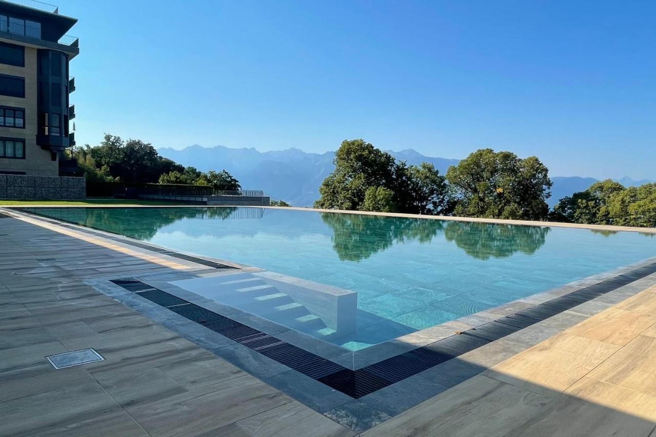 Les Terrasses De Lavaux 1 - Appartement De Luxe Avec Vue Panoramique Et Piscine Puidoux Buitenkant foto