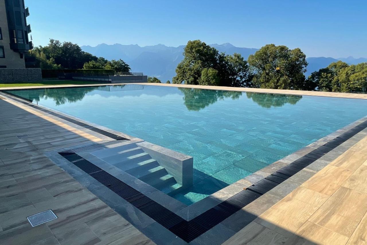 Les Terrasses De Lavaux 1 - Appartement De Luxe Avec Vue Panoramique Et Piscine Puidoux Buitenkant foto